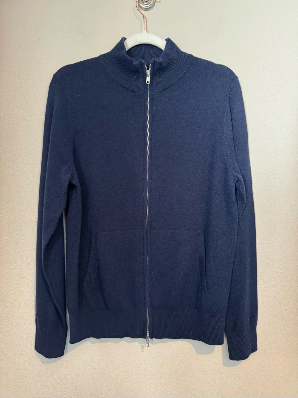 Quince Mongolian Cashmere Full Zip Sweater True Navy